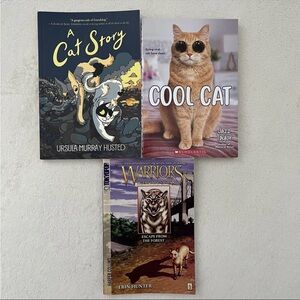 Cats Tween Preteen Book Set Of 3 - includes a graphic novel, Warriors manga, etc